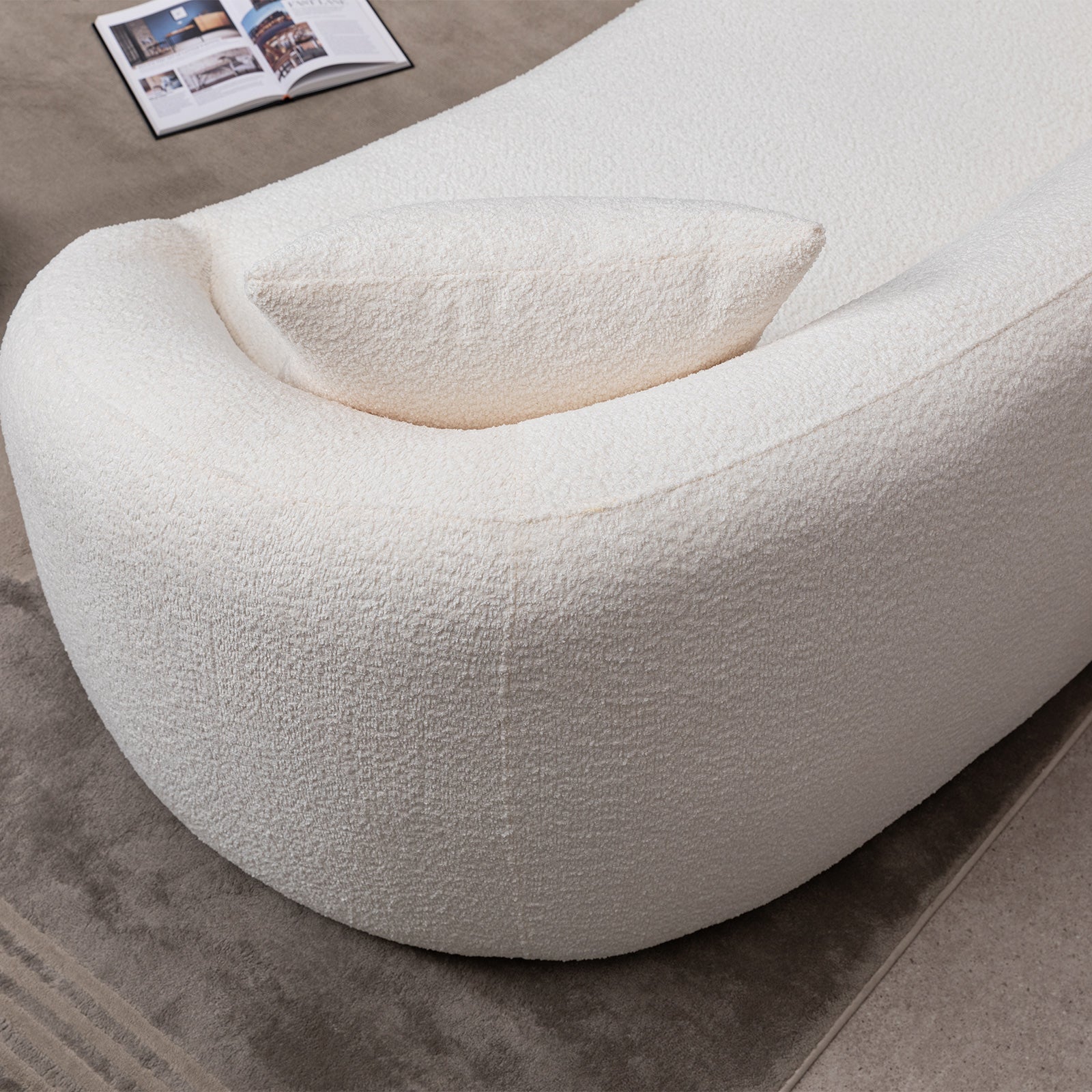 Minimalist Curved Sofa, 3 Seater cream boucle fabric by HouseOfZazla on Tampa Home & Garden Store