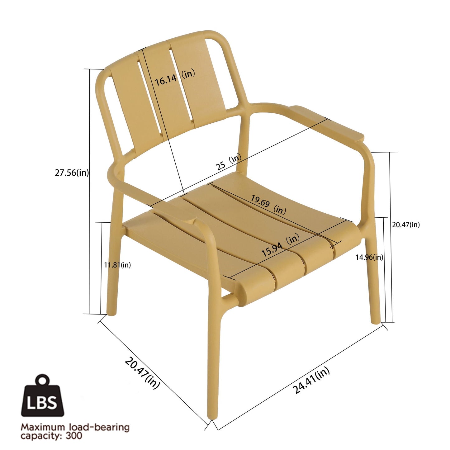 3 Piece Outdoor Leisure Table And Chair Set yellow powder-coated metal with slatted seats on Tampa Home & Garden Store