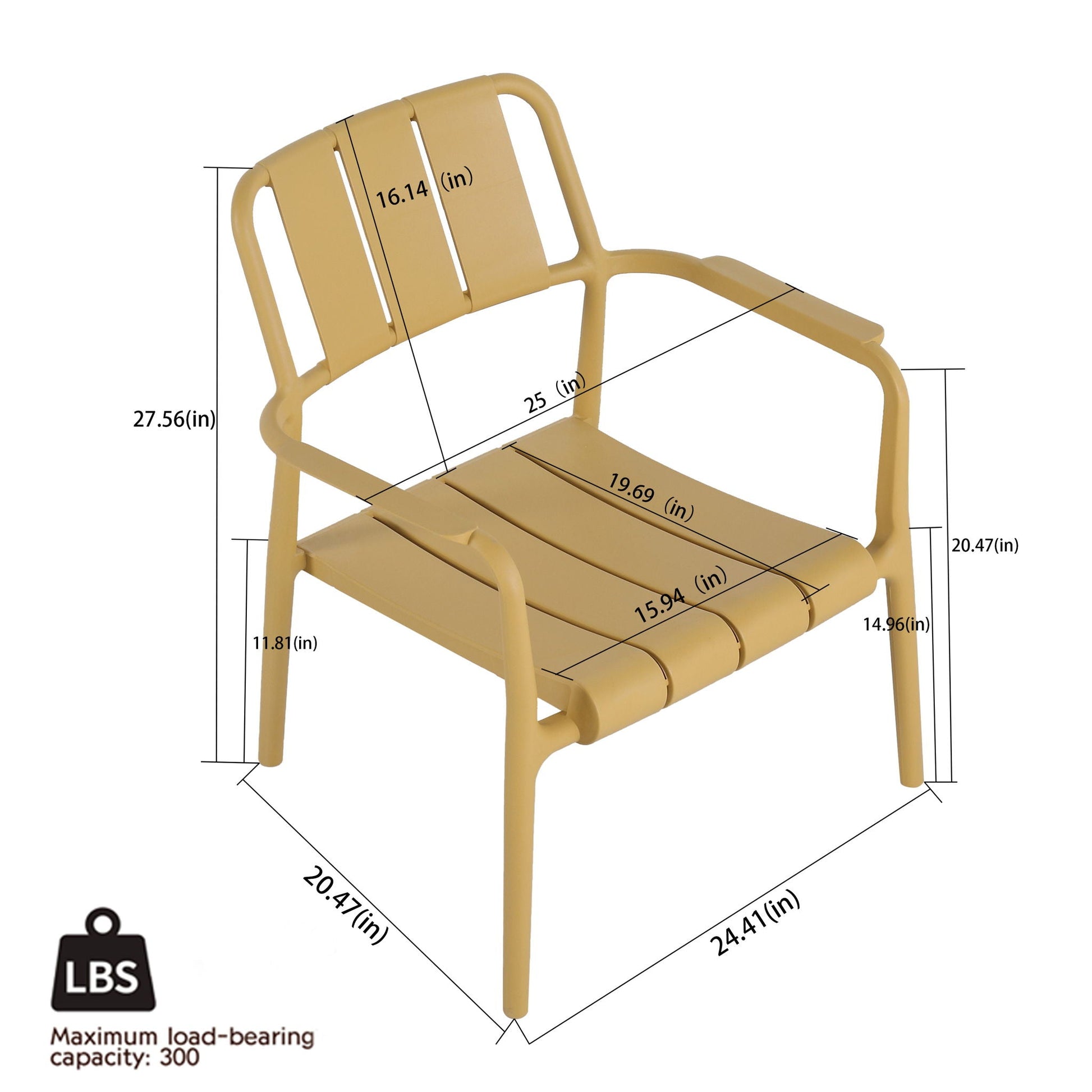 3 Piece Outdoor Leisure Table And Chair Set yellow powder-coated metal with slatted seats on Tampa Home & Garden Store