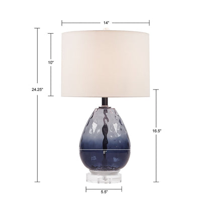 Ombre Glass Table Lamp by HouseOfZazla with cream shade and blue ombre glass base on Tampa Home & Garden Store