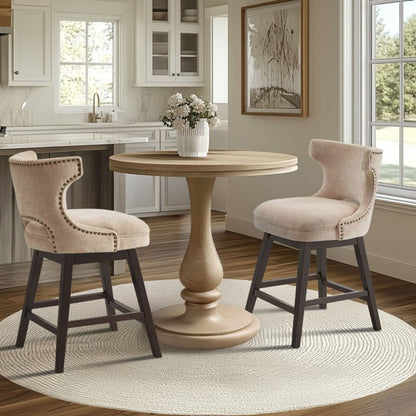360 Degree Swivel Counter Stool Beige with Silver Detailing, Counter Height, HouseOfZazla on Tampa Home & Garden Store