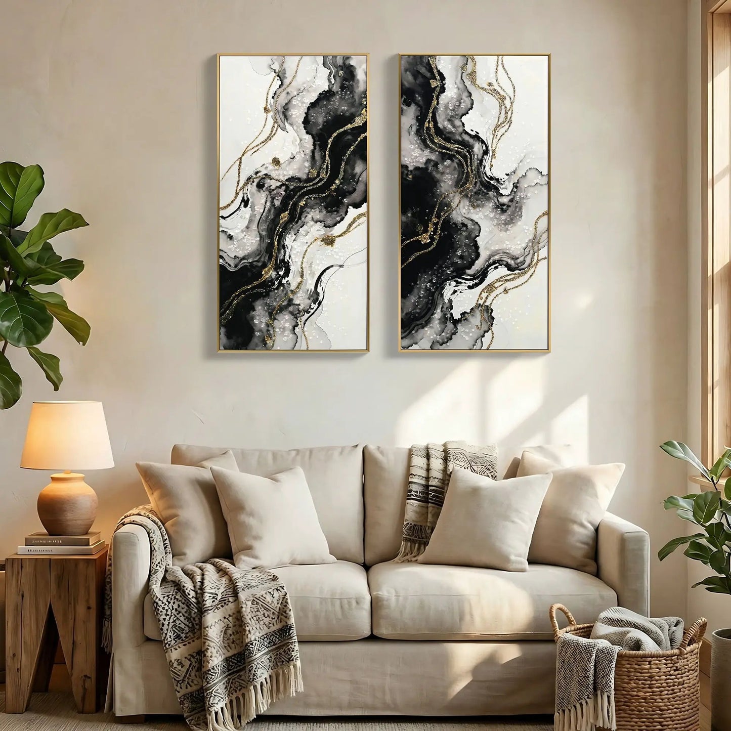 Large Abstract Wall Art Minimalist Canvas Set