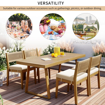 U_Style multi-person outdoor acacia wood dining table and chair set by HouseOfZazla on Tampa Home & Garden Store