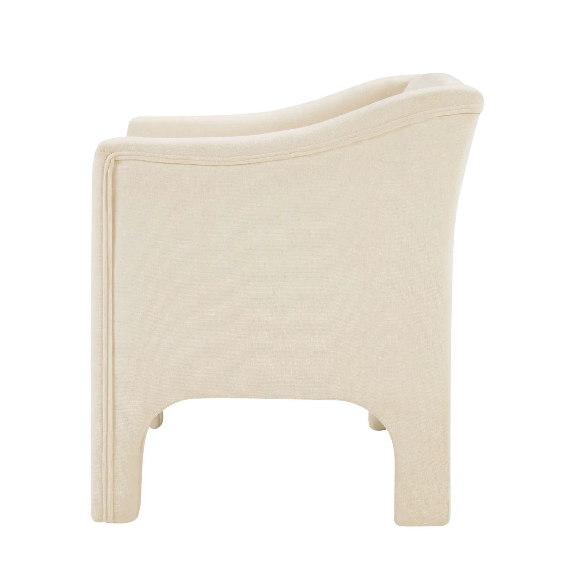 Barrel Accent Chair With Enclosed Arms cream fabric by Unique Piece Furniture on Tampa Home & Garden Store