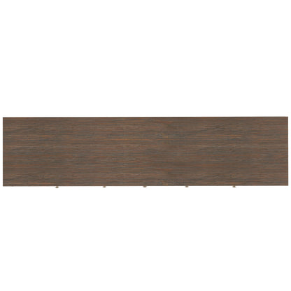 Wide handcrafted solid wood media stand and shelf in dark brown finish by HouseOfZazla on Tampa Home & Garden Store