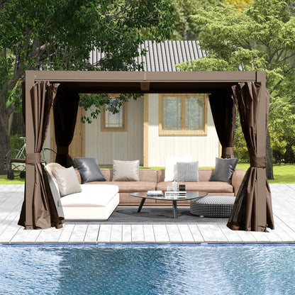 10x10 ft outdoor louvered pergola with adjustable louvers in brown on Tampa Home & Garden Store