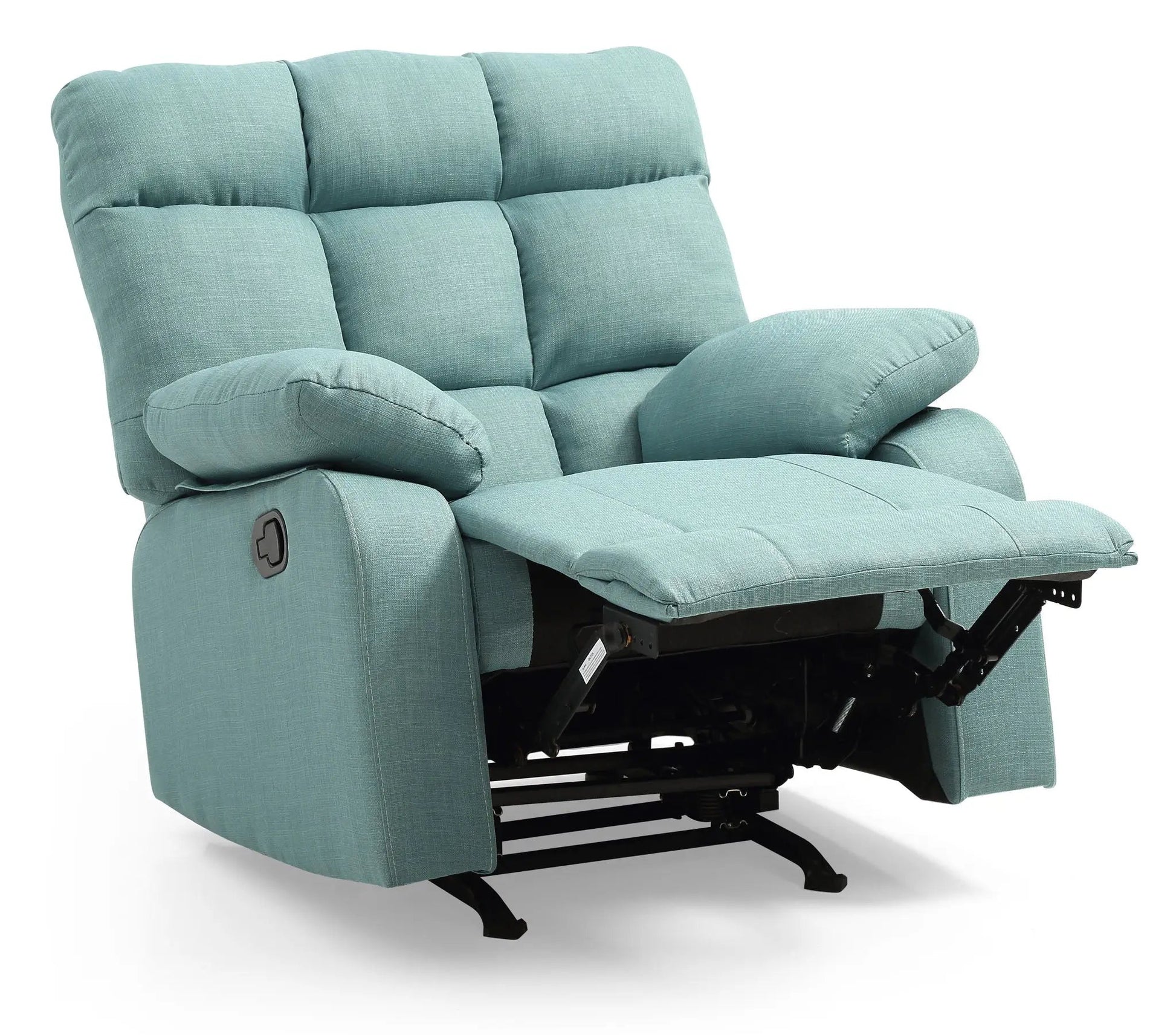 Cindy - Rocker Recliner in teal fabric with plush cushions and reclining mechanism on Tampa Home & Garden Store