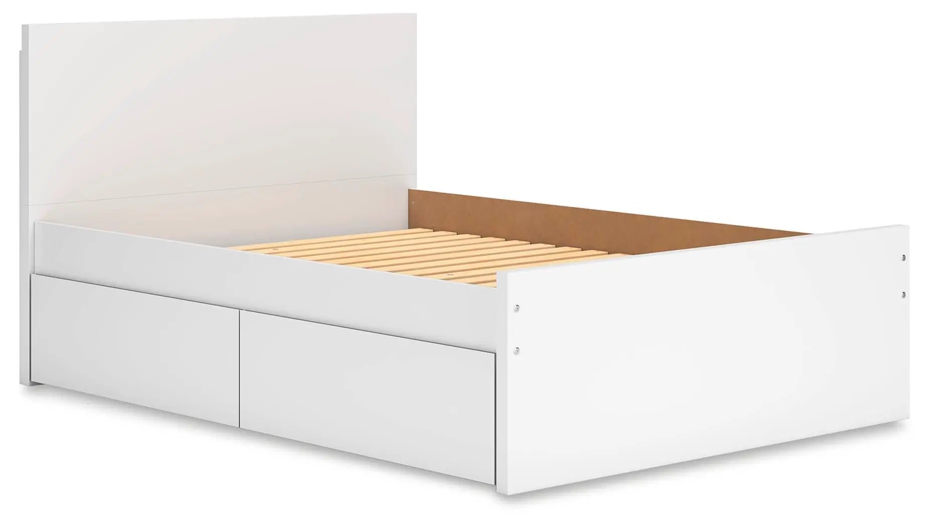 Onita Panel Platform Bed white finish with under-bed storage drawers and slatted base on Tampa Home & Garden Store