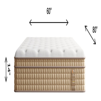 HouseOfZazla 14in Hybrid Mattress with innerspring & gel memory foam, white tufted top on Tampa Home & Garden Store