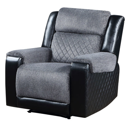 Alicia Modern Fabric Recliner In Gray And Black