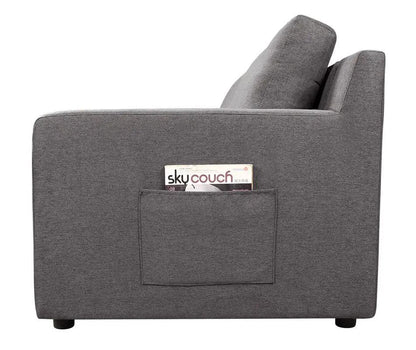 Waylon sectional sofa gray fabric with built-in side pocket and back cushions stationary on Tampa Home & Garden Store