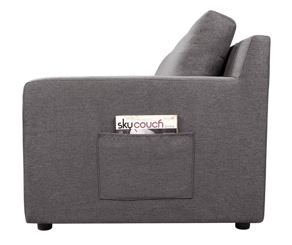 Waylon stationary sectional sofa in gray fabric with side pocket storage by HouseOfZazla on Tampa Home & Garden Store