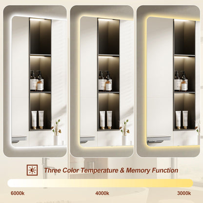 Wall Mounted LED Lighting Mirror with 3-color temp LEDs in silver by HouseOfZazla 3mirror on Tampa Home & Garden Store
