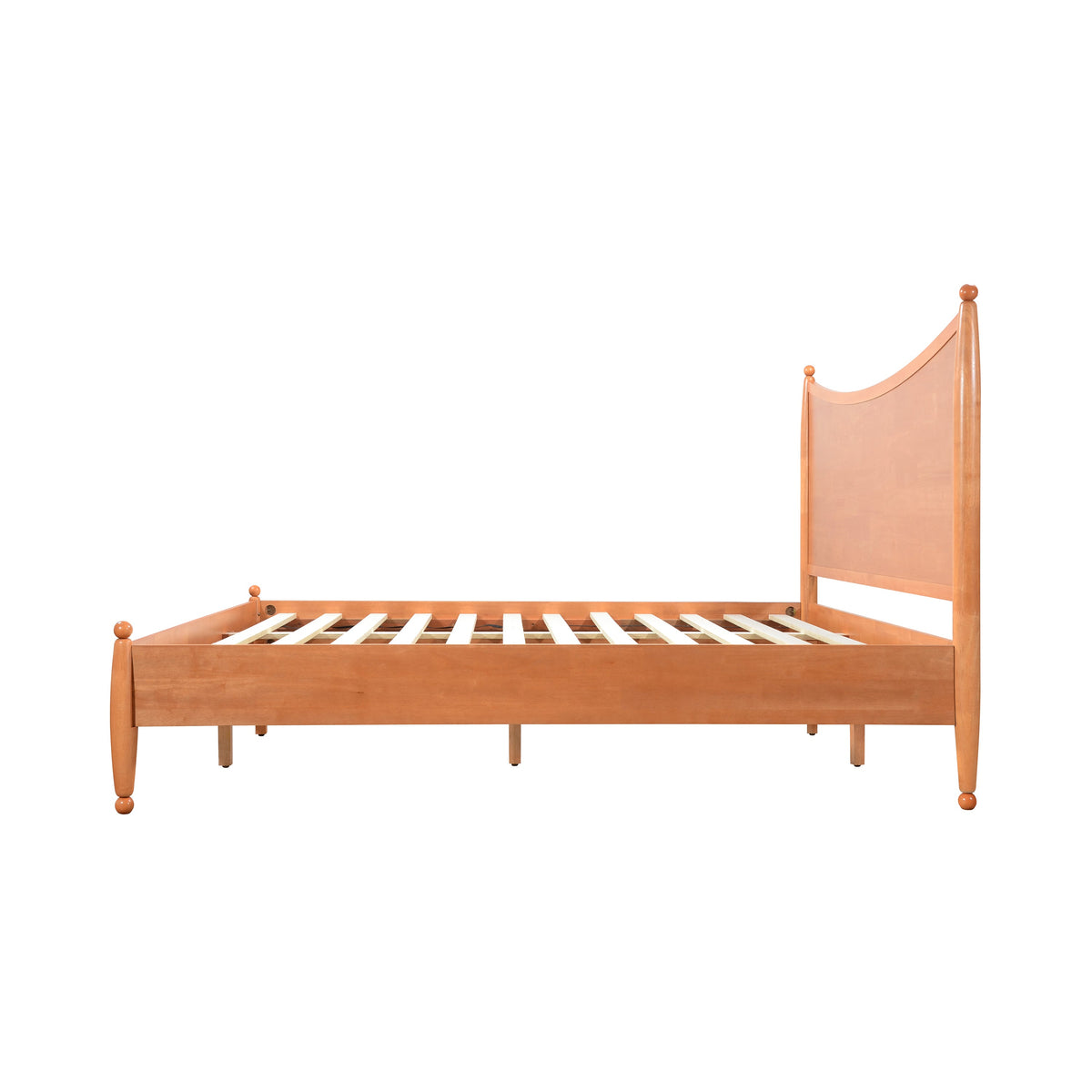 Transitional King Size solid wood platform bed frame with curved headboard and slats on Tampa Home & Garden Store