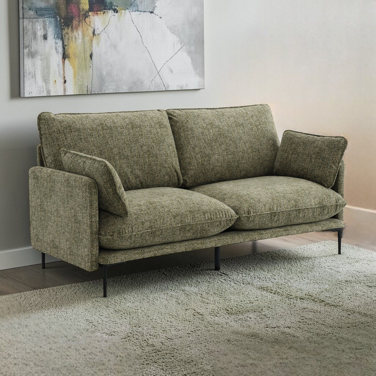 Dalton Compact Sofa With Green Pillow Covers