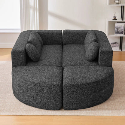 Boneless couch sectional dark speckled fabric, curved design, 2-seat by Unique Piece Furniture on Tampa Home & Garden Store