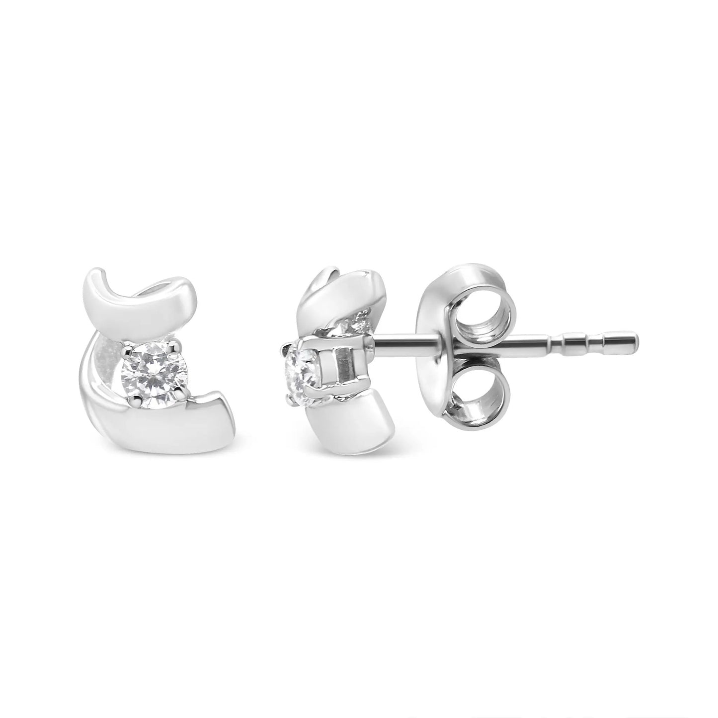10K white gold diamond stud earrings, Espira Swirls by Bids.com, push-back posts on Tampa Home & Garden Store