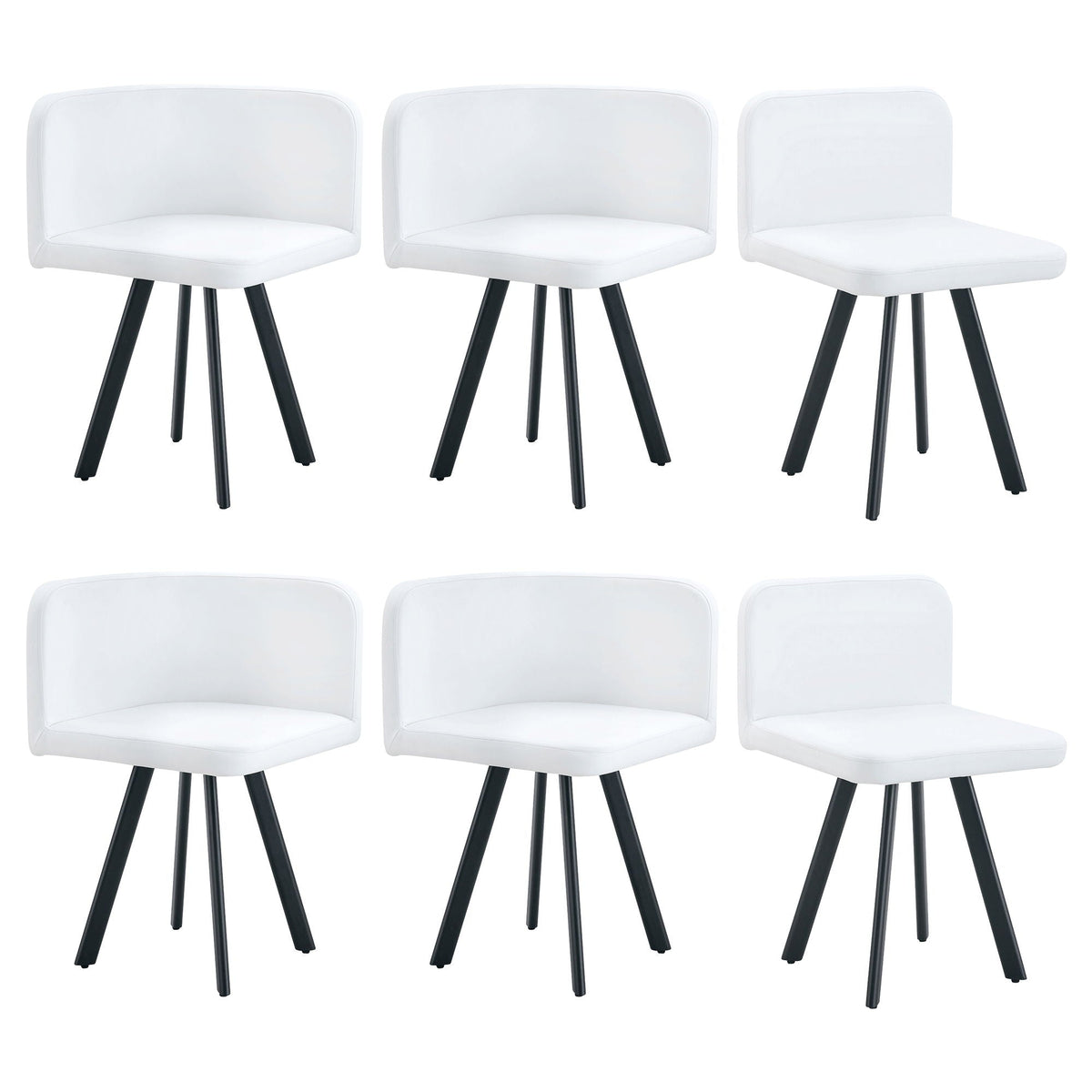 White dining chairs set of 6 with black metal legs in modern contemporary style on Tampa Home & Garden Store