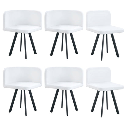 White dining chairs set of 6 with black metal legs in modern contemporary style on Tampa Home & Garden Store