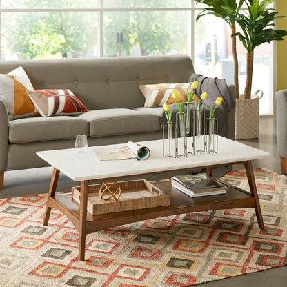 Modern Table With Extra Storage coffee table white top wood legs Unique Piece Furniture on Tampa Home & Garden Store