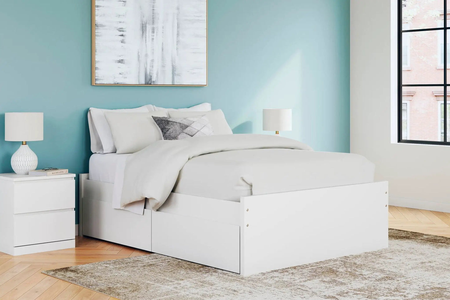 Onita Platform Bed with under-bed storage drawers in white, Unique Piece Furniture on Tampa Home & Garden Store