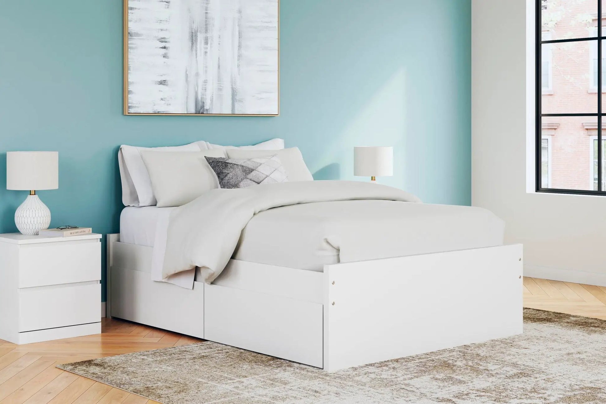 Onita Platform Bed with under-bed storage drawers in white, Unique Piece Furniture on Tampa Home & Garden Store