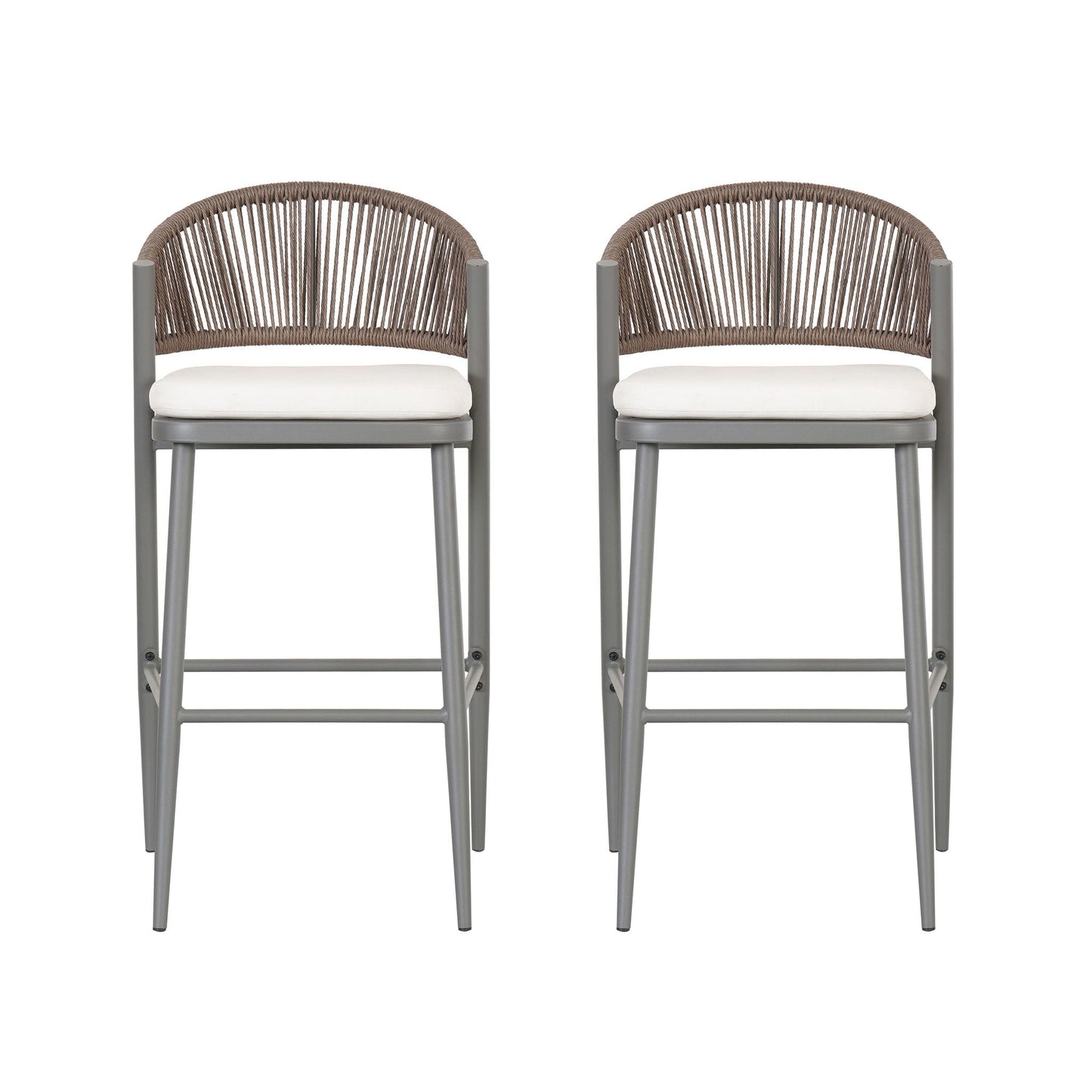 Outdoor Bar Stools With Scallop Cushion And Frame