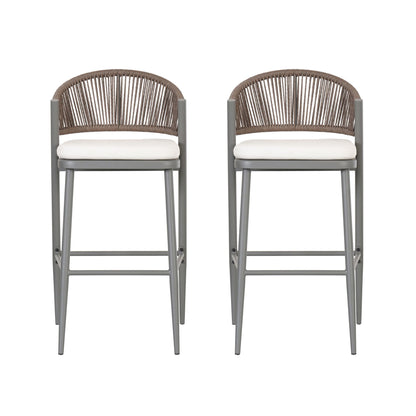 Outdoor Bar Stools With Scallop Cushion And Frame