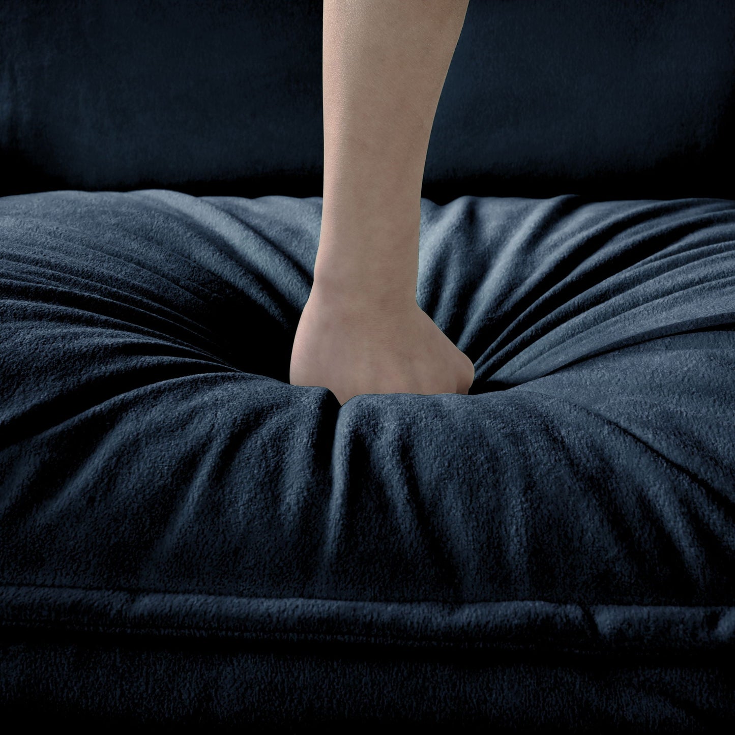 Modern Deep-Seat Modular Sofa Cloud Couch With Ottoman navy velvet close-up by HouseOfZazla on Tampa Home & Garden Store