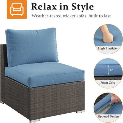 Armless Patio Sofa Set and Waterproof Cushions