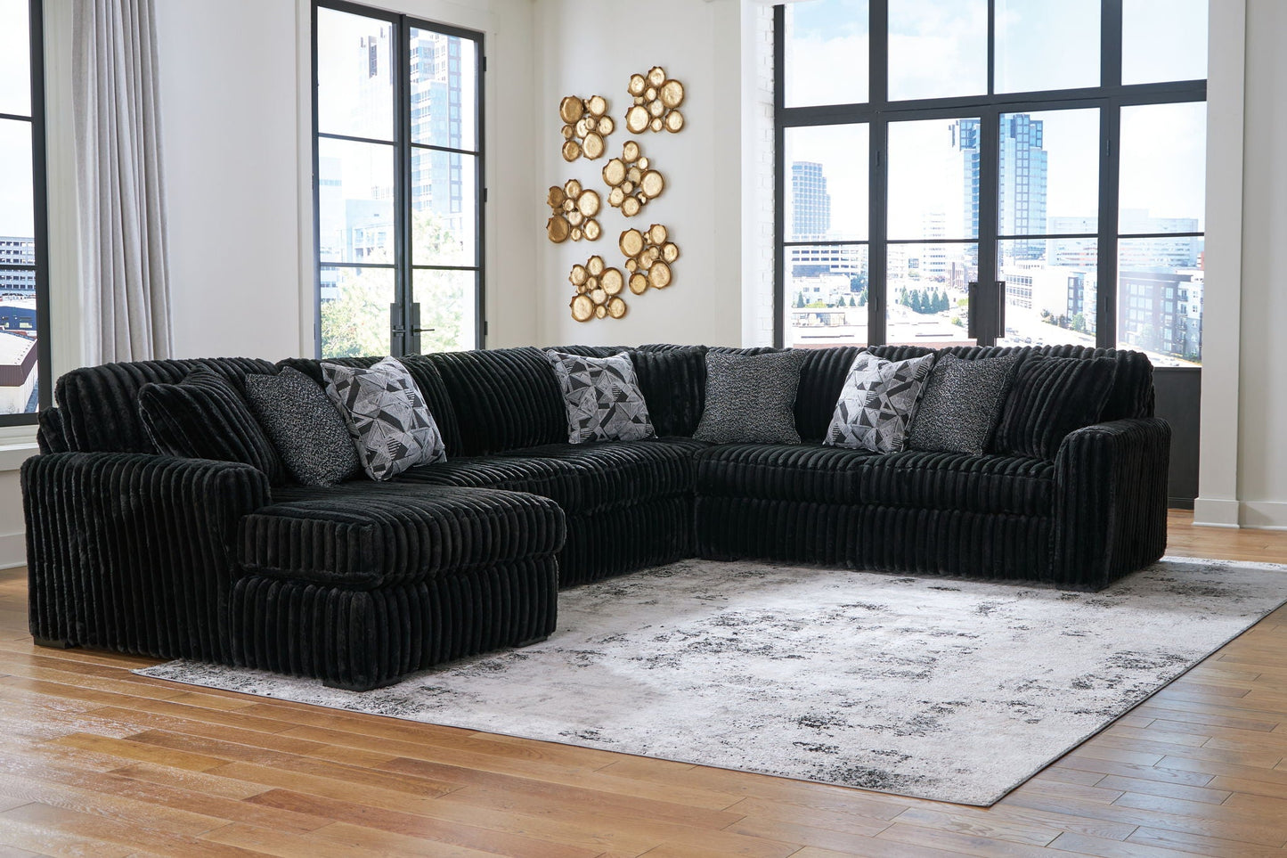 Midnight Madness Sectional and Jumbo Corduroy