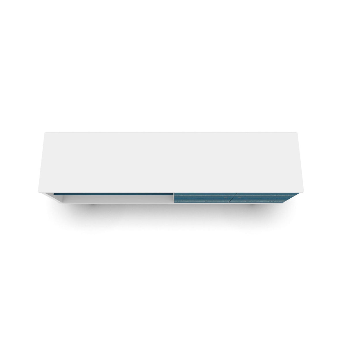 Liberty TV Stand with hidden storage, white finish, blue striped drawer panel HouseOfZazla on Tampa Home & Garden Store