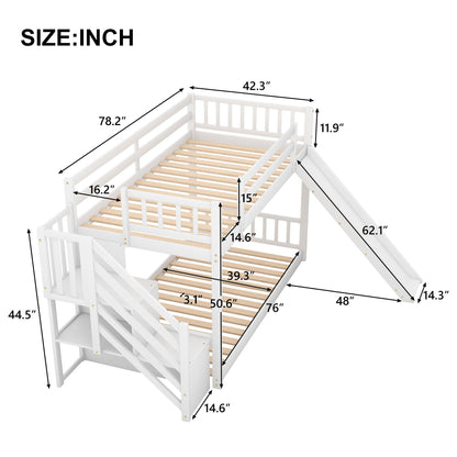 Bunk Bed With Convertible Slide And Stairway white frame with built-in stairs by HouseOfZazla on Tampa Home & Garden Store