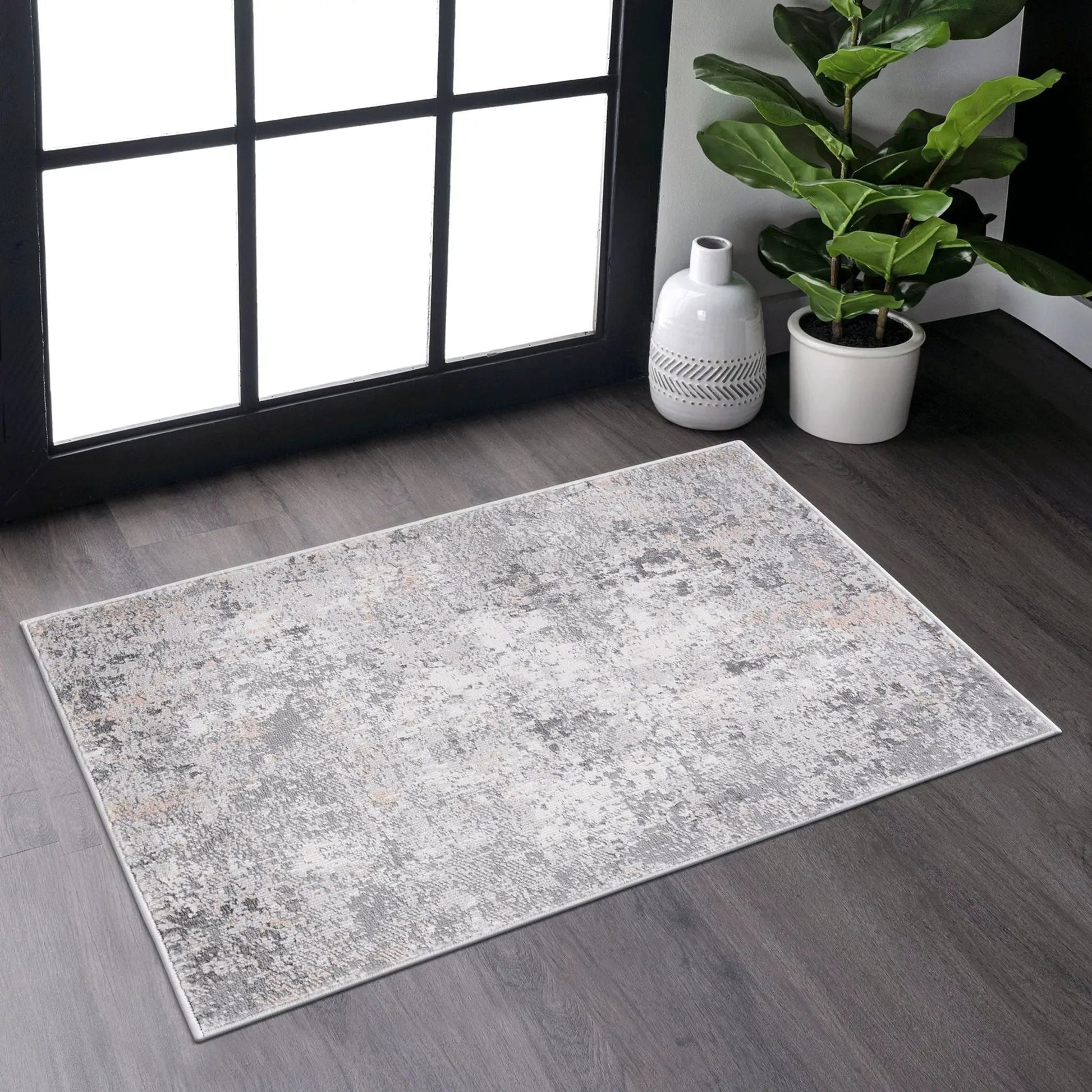 Marfi Abstract Rug gray ivory tones with subtle abstract pattern, area rug on Tampa Home & Garden Store