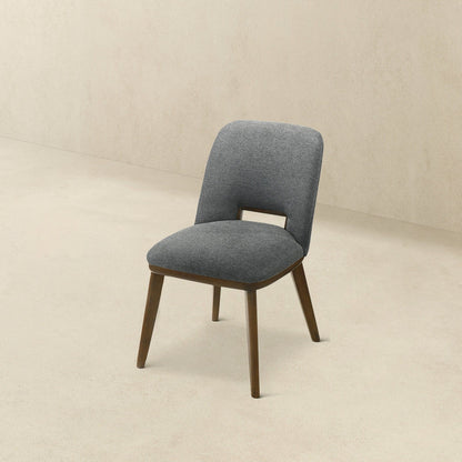 Modern dining chair with gray upholstery and walnut wood base by HouseOfZazla on Tampa Home & Garden Store