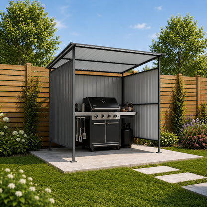 6x6ft Metal Pergola With Solid Hardtop Roof