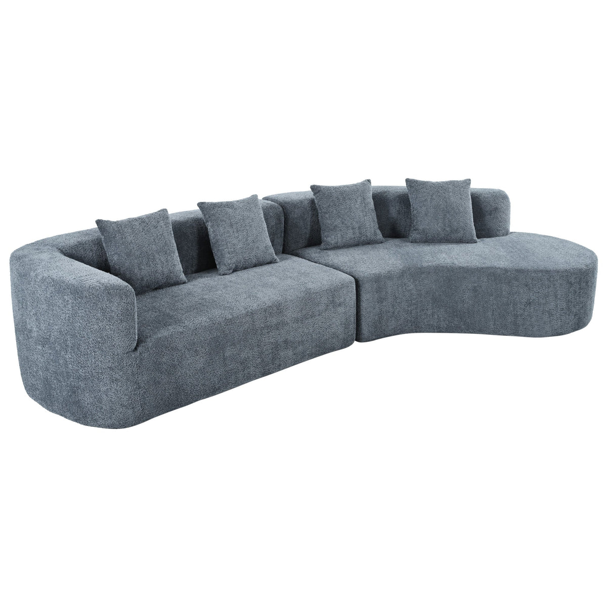 U_Style 132-inch modern curved sectional sofa in gray fabric with cushions by HouseOfZazla on Tampa Home & Garden Store