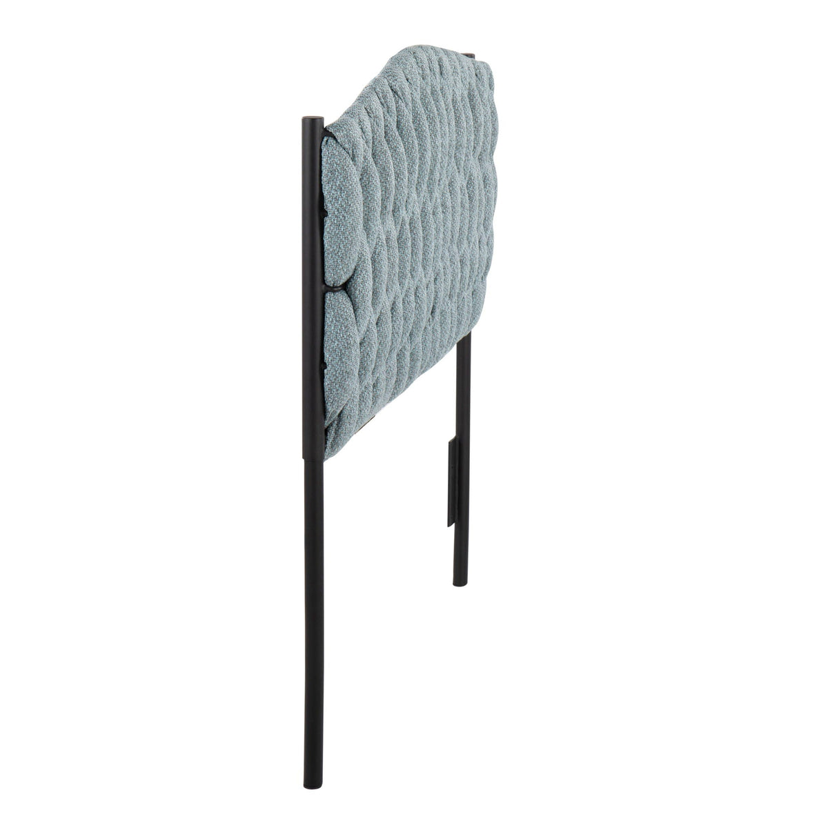 Braided Matisse twin headboard in blue-gray fabric with black metal legs HouseOfZazla on Tampa Home & Garden Store