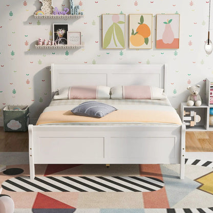 White platform bed frame with headboard and footboard on Tampa Home & Garden Store