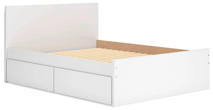 Onita panel platform bed white finish with built-in storage drawers and slatted base on Tampa Home & Garden Store