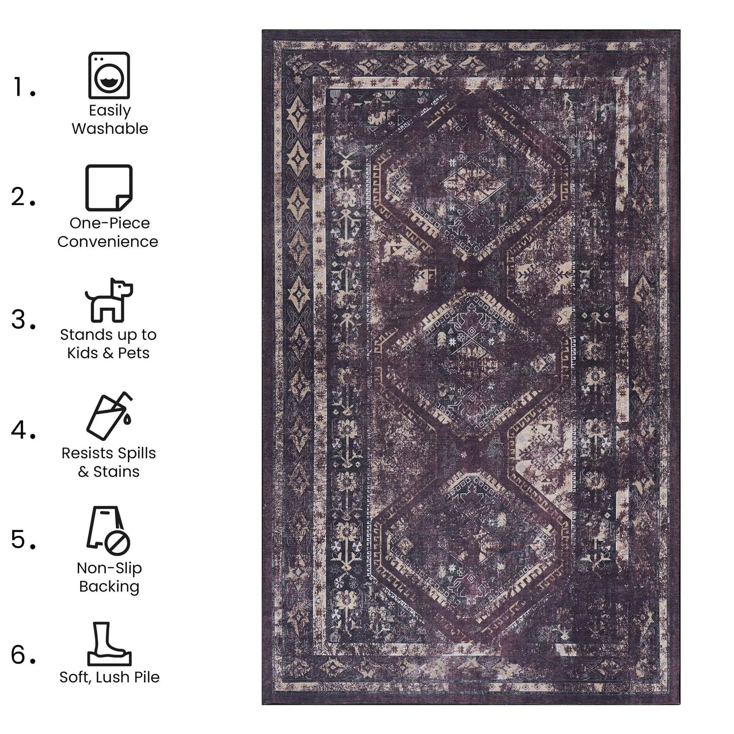 Maval Trendy Area Rug Machine Washable for Home