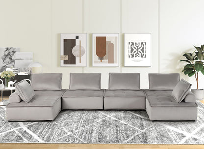 Anna Stylish Sectional Sofa Ottoman, light gray fabric, stationary by HouseOfZazla on Tampa Home & Garden Store