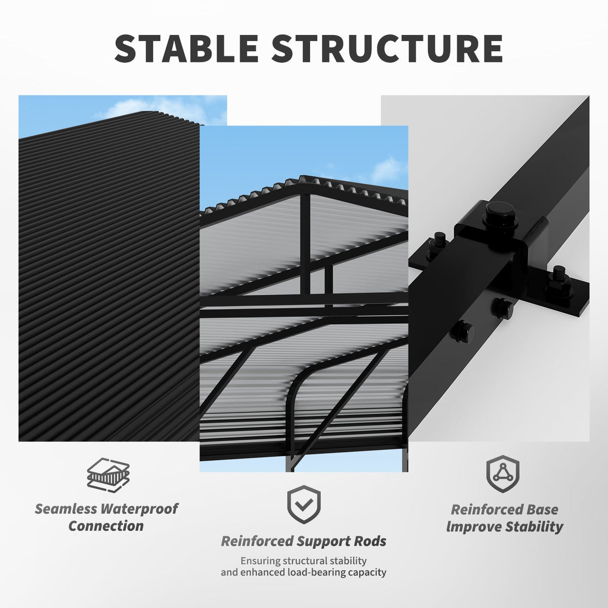 Heavy Duty Carport Canopy 20x30, black steel frame with panels, reinforced rods by HouseOfZazla on Tampa Home & Garden Store
