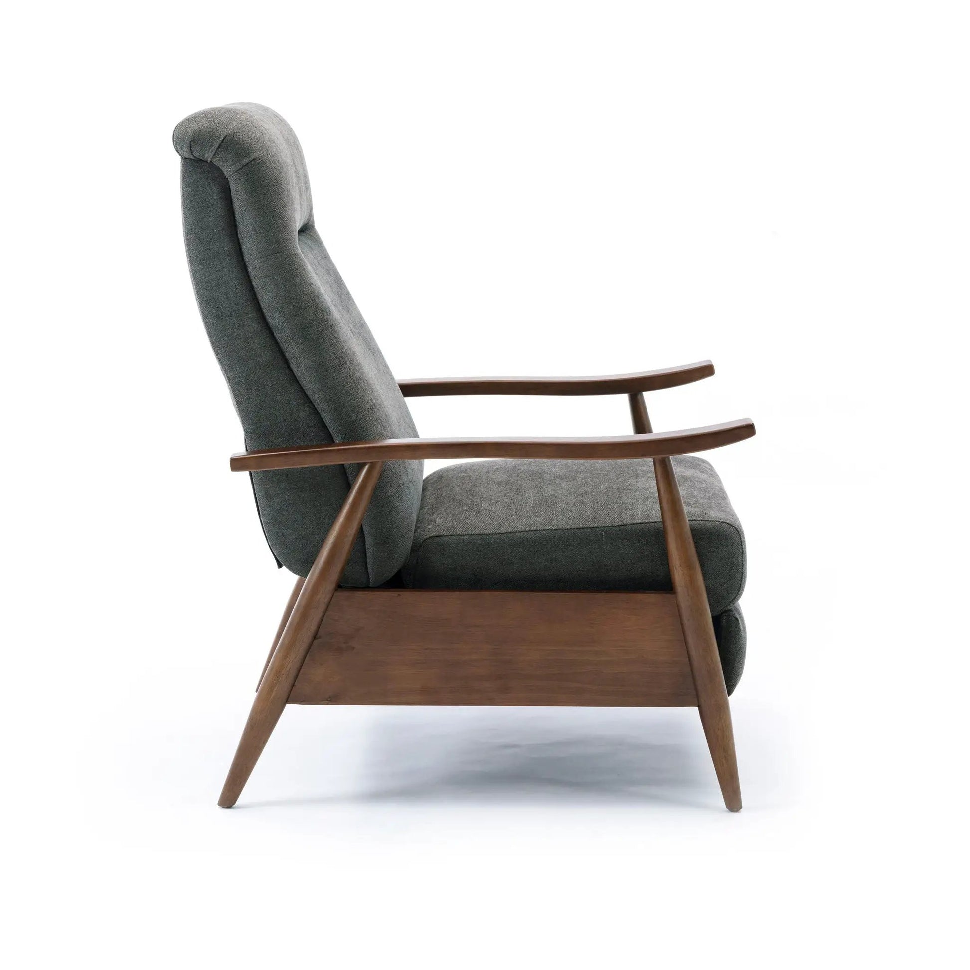 Sarasota Arm Push Back Recliner, gray fabric, wood armrests by Unique Piece Furniture on Tampa Home & Garden Store