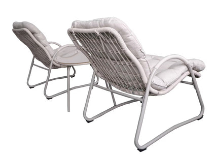 Outdoor Iron and Wicker Three Piece Patio Set
