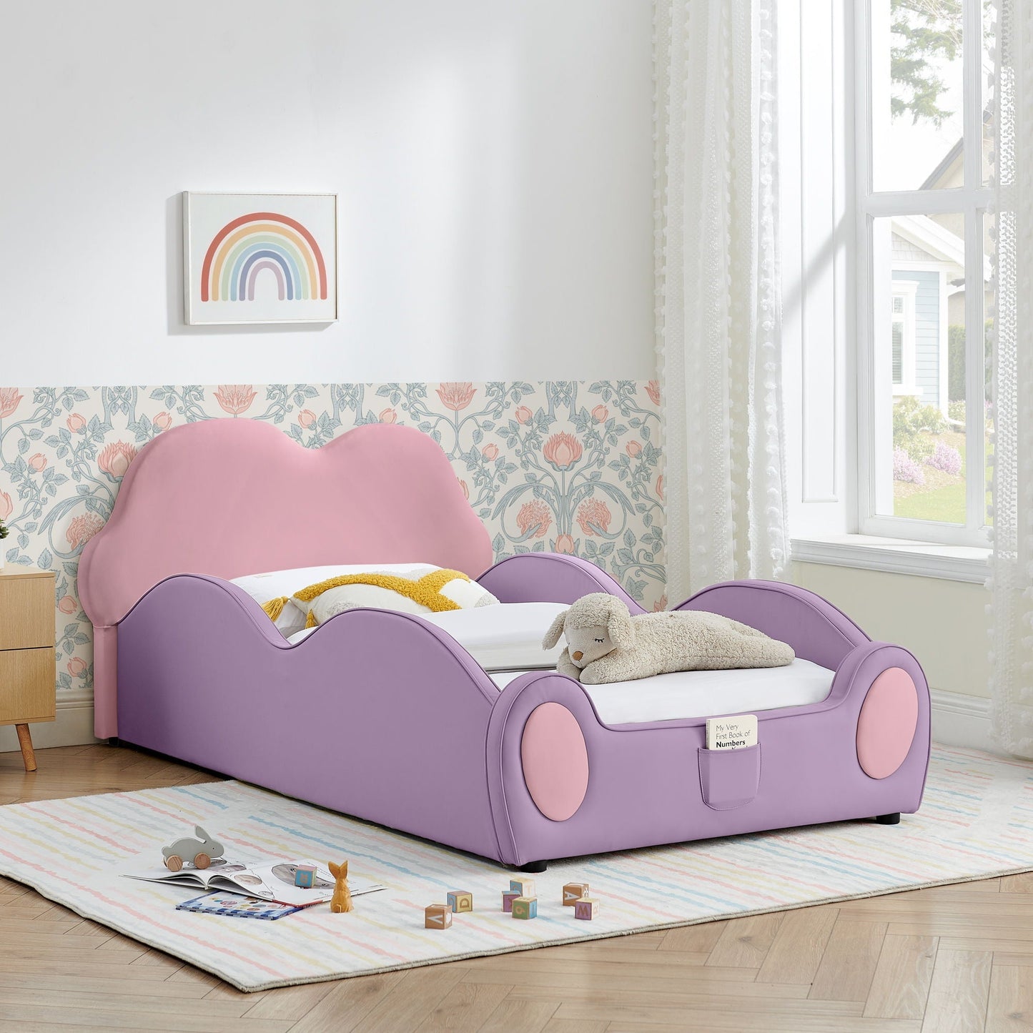 Cloud Shape Bed With Guardrails and Kid Storage