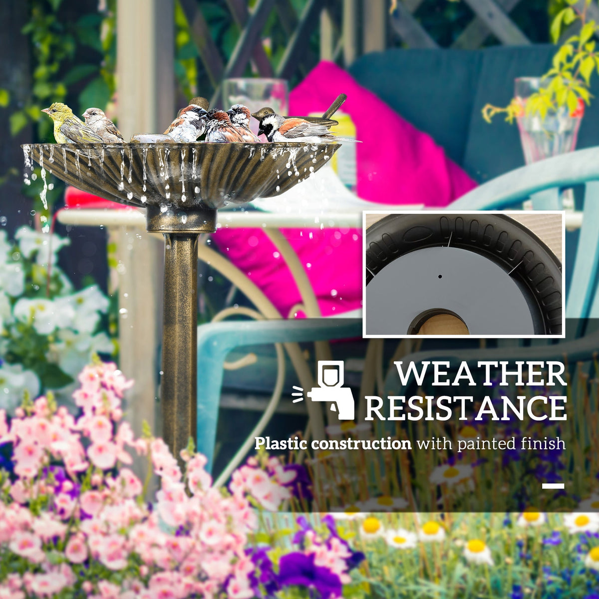 Bird Bath Outsunny 32' Antique with Pedestal Planter Base, bronze finish by HouseOfZazla on Tampa Home & Garden Store