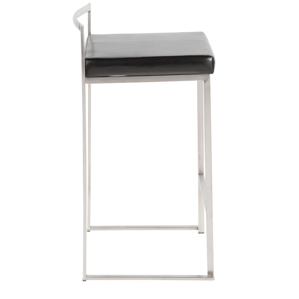 Contemporary stackable counter stool padded gray seat with chrome metal frame on Tampa Home & Garden Store