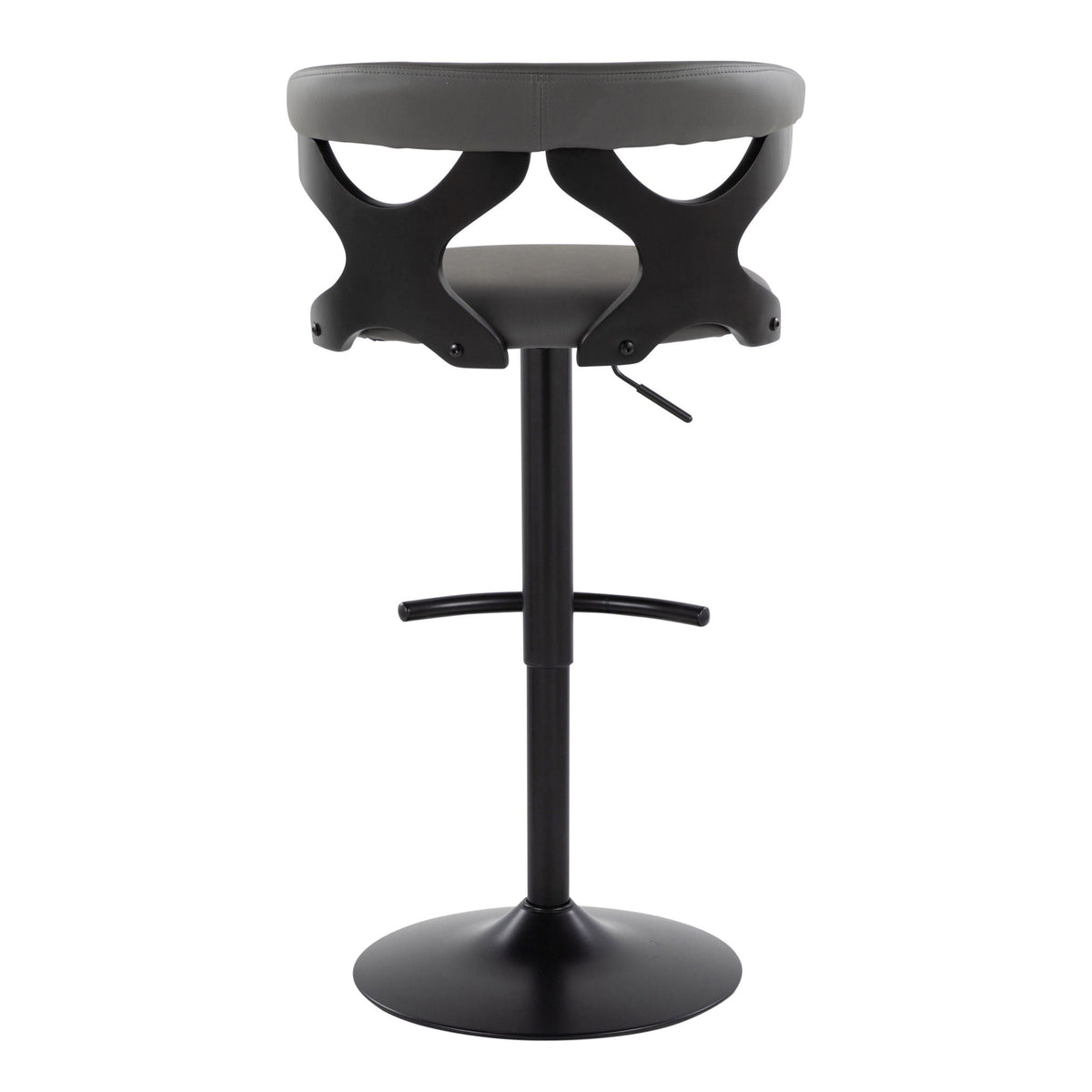 Contemporary adjustable barstool set with swivel and rounded T footrest gray seat black base on Tampa Home & Garden Store
