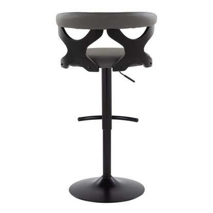 Contemporary adjustable barstool set with swivel and rounded T footrest gray seat black base on Tampa Home & Garden Store